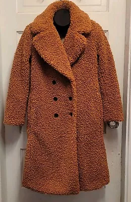 J. Crew Double Breasted Teddy Sherpa Coat Size Small Faux Fur Long Jacket New • $145.62
