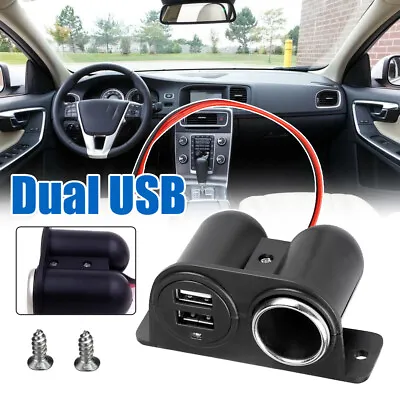 Car Cigarette Lighter AUX Dual USB Power Outlet Socket Plug Adapter Parts DC12V • $14.14