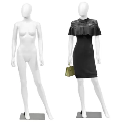 5.8 FT Female Mannequin Egghead Plastic Full Body Dress Form Display W/Base New • $88.96