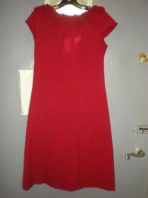 AA Studio AA Sleeveless Dress Woman Red Fitted Ruffles Neck.Size 6P • $13.29