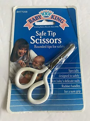 Vintage Baby King Safe Tip Scissors 1991 Trim Baby’s Nails Rubber Handles • $9.99