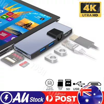 $44.36 • Buy RJ45 Ethernet Expansion Dock Adapter USB Hub For Microsoft Surface Pro 4/5/6 AU