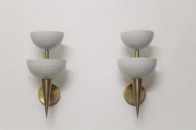 Pair Of Metal Cup A Sconces Italian Stilnovo Style Mid Century Wall Lights Lamps • $236.90