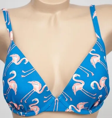 M&S Flamingo Bikini Padded Underwired Bra Top Blue Orange Size 32B 32DD • £9.99