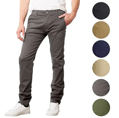 Mens Chino Pants Jeans Cotton Stretch Slim Fit Straight Leg 5 Pocket Washed NWT • $16.99