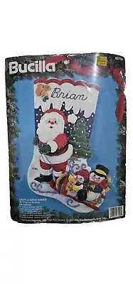 Bucilla Santa & Snow Babies Felt Applique Christmas Stocking Kit #83116 VTG NOS • $71.25