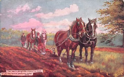 The Merry Ploughman - Plough & Horses ~ Vintage Tucks Country Postcard #234578 • £2.28