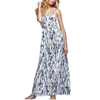 Victoria's Secret Bra Top Cotton Modal White Blue Marble Long Maxi Dress XS • $14.99