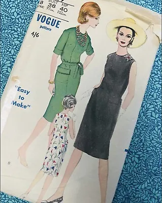 Bust 38  Vintage 60s Vogue Sewing Pattern 5649 Ladies Easy To Make Dress 18 • £8.99