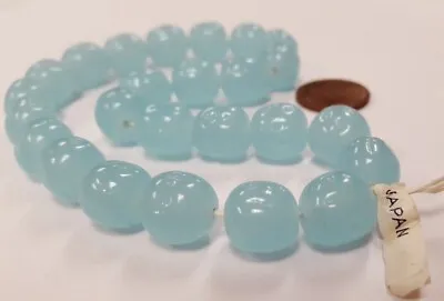 24 VINTAGE JAPANESE CHERRY BRAND GLASS CHALCEDONY BLUE 12mm. BAROQUE BEADS 4603T • $5.24