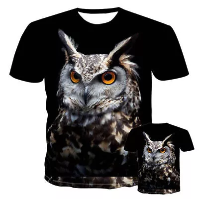Animal Owl Round Neck 3D Printing Loose Men's And Women's T-shirt Tops Tee • $25.19