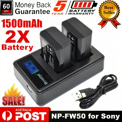 $30.99 • Buy 2x NP-FW50 Battery & Dual Charger For Sony Alpha A3000 A3500 A6000 A6300 A6500
