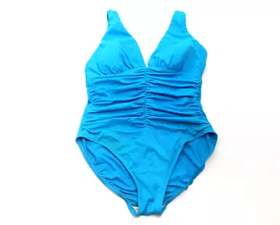 Miraclesuit Women's Size 16 Sanibel Blue Ruched Low Back One Piece Swimsuit • $35