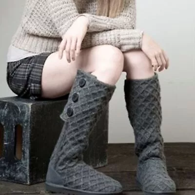 UGG Cardy Grey Tall Knit Sweater Boots • $18