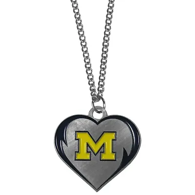 Michigan Wolverines 22  Chain Necklace With Metal Heart Logo Charm (NCAA) • $13.74