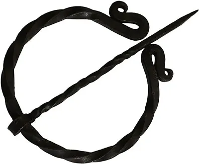 Medieval Design Hand Forged Twisted S Shape Brooch With Twisted Clock Pin Unisex • $33.49