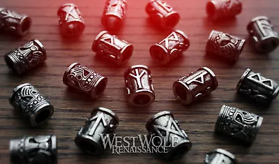 Viking Beads With Norse Runes - For Jewelry Or Beards/Hair/Dreadlocks/Pendants • $12.95