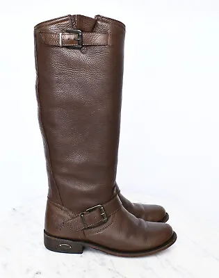 BLACK STAR Muro Brown Leather Rider Biker Equestrian Riding Boots Womens Sz 7 • $149.95