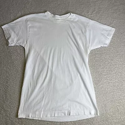 Vintage 80's Fruit Of The Loom T-Shirt Mens Large White Blank Single Stitch USA • $17.88