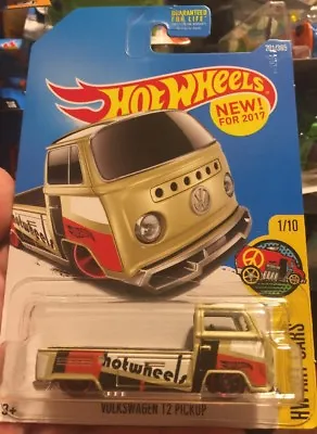 VOLKSWAGEN T2 PICKUP #201 Tan VW Bus Truck Art Car 2017 HW Hot Wheels • $3.99