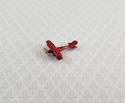 Dollhouse Miniature Bi-Plane Airplane Toy Red Painted Metal 1:12 Scale Plane • $5.25