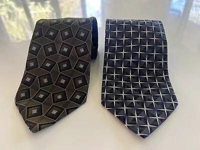 Lot Of 2 Designer Mens Neckties Italy %100 Luciano Gatti • $10.99