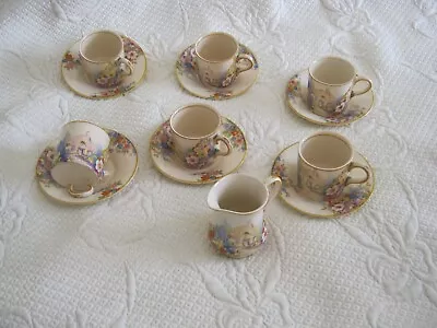 Vintage Hampton Ivory Old England Garden Small Coffee Cup Set-13 Pieces • £16