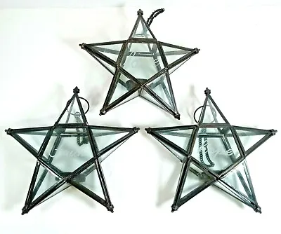 3 Moroccan Star Glass Tealight Hanging Lantern Candle Holder Garden Lamp Light  • $90.99