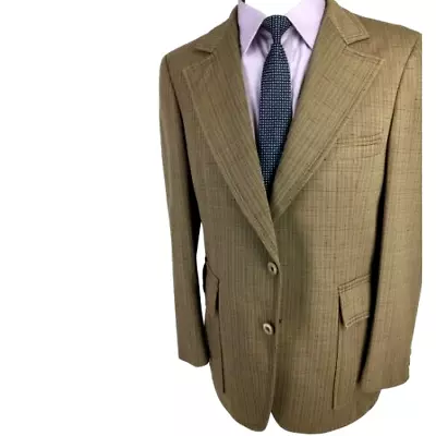 38R Richman Brothers USA Mens 1970s Vintage 2 Bttn Blazer Sport Coat Crosshatch • $58.95