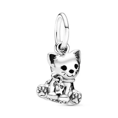 PANDORA Sweet Cat Kitty Silver Pendant Charm - 798011EN16 • £23.58