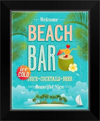 Beach Bar Black Framed Wall Art Print Cocktail Home Decor • $69.99