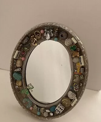 Mixed Media Vintage Jewelry Framed Collage Around Mirror With Resin • $22.50