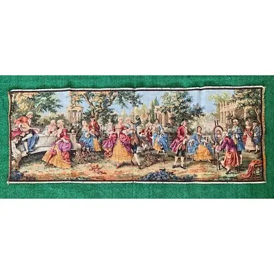 Vintage Society In The Park Left European Tapestry Wall Art Hanging Decor 20x53 • $160