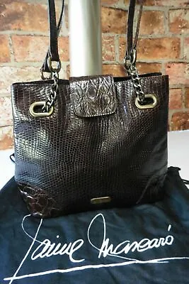 Jaime Mascaro Vintage Brown Snake Print Leather Shoulder Bag With Dust Bag • £19.99