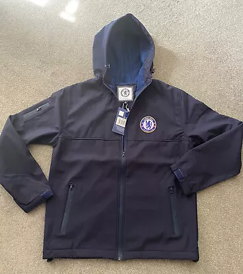 CHELSEA FC Hooded Men's 3 Layer Shower Jacket - Navy - Size XL - Authentic • £38.99