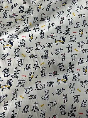 £0.99 • Buy 10 Metres Twill 100% Viscose Dogs Print Shirt Dress Fabric. Made In Italy
