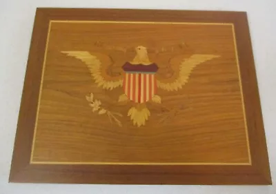 Vintage ? Beautiful Marquetry Wood Inlay Eagle Picture  15 1/2   X  12     NICE • $12.50