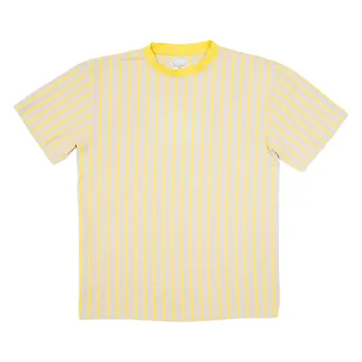 KARL KANI Striped Mens T-Shirt Cream High Neck M • £20.99