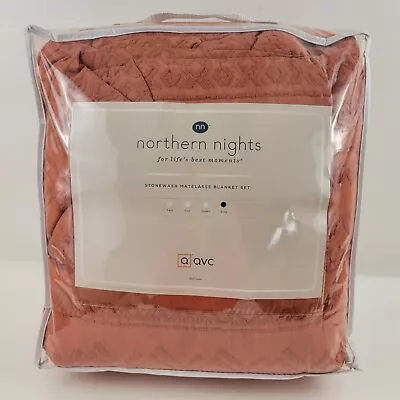 Northern Nights Stonewash Matelasse Blanket Set King Size Sahara Orange • $109.99