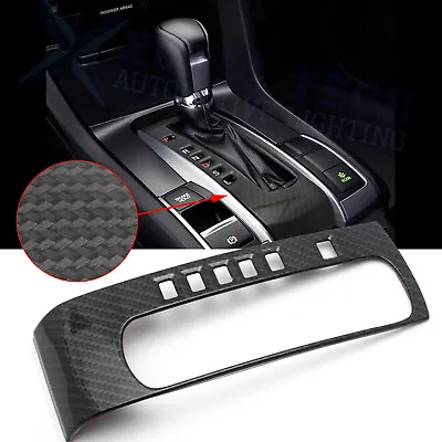 Carbon Fiber Texture Gear Shift Box Panel Cover Trim For Honda Civic 2016-2021 • $14.96