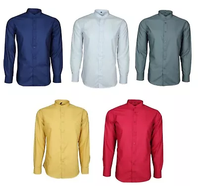 Mens Grandad Collarless Long Sl Formal Casual Dress Party Shirt From £10.99 (501 • £17.99