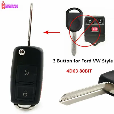 Upgraded Flip Remote Combo Key Fob 2+1 Button 315MHZ 80Bit For Ford VW Style • $16.07