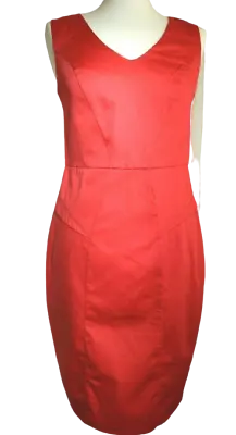 OASIS Women's Dress Red Tailored Pencil Sleeveless Wiggle Smart Size 10 • £18.99