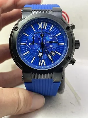 Legato Cirque Chronograph Blue Dial Men's Watch 10006-BB-03 By Swiss Legend H20 • $12.50