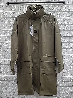 New Work Wear Impertech Long Hooded Rain Coat Green Brown Size Large • $50