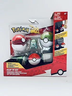 $29 • Buy NIB Jazwares Pokemon Clip 'N' Go Bulbasaur Ball Belt Set 4pc PKW2715 