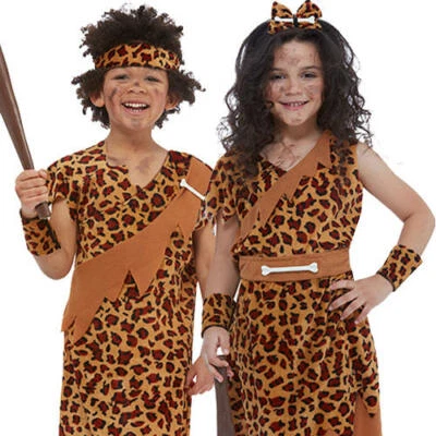 £9.99 • Buy Caveman Kids Fancy Dress Stone Age Cave Boy Girl World Book Day Childs Costumes 