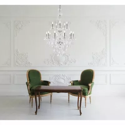 LARGE BEAUTIFUL FOYER OR DINING ROOM CRYSTAL CHANDELIER 15 LIGHT FIXTURE 52 Inch • $1643.32