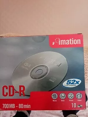 BOX Of 10 X IMATION CD-RW CD-R 700MB CD's 80 MINUTES BRAND NEW AND BOXED SEALED. • £7