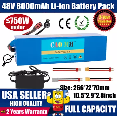 48V8Ah Lithium Ebike Battery Pack ≤750W Electric Bicycle Scooter 5A Fast Charger • $122.99